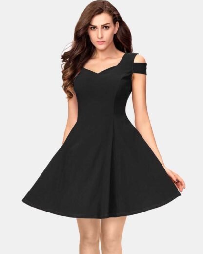 Women Skater Maroon Dress - Image 5