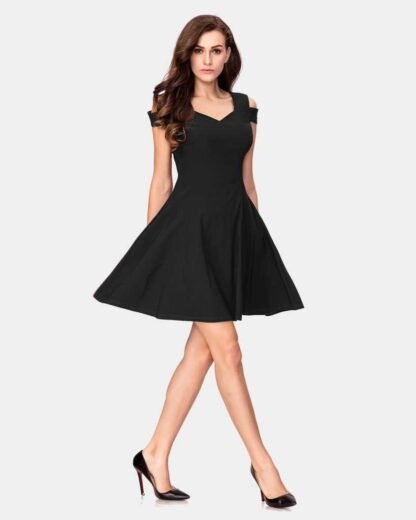 Women Skater Maroon Dress - Image 4